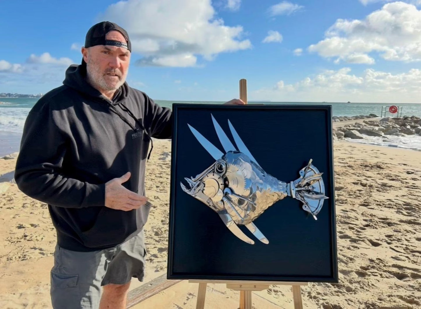 Metal Fish Wall Art - Upcycled Ocean Decor Handmade Home Decor