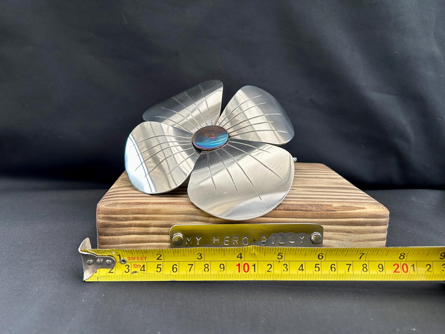 Metal Poppy Keepsake • Stainless Steel Remembrance Ornament • Memorial Tribute Art Gift