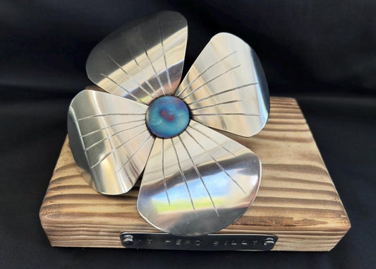 Metal Poppy Keepsake • Stainless Steel Remembrance Ornament • Memorial Tribute Art Gift