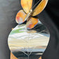 Handmade Stainless Steel Butterfly on Leaf Ornament | Wooden Base | Nature-Inspired Home Décor Gift