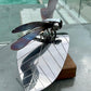 Handcrafted Stainless Steel Dragonfly Ornament on Wooden Base - Nature Inspired Decor