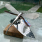 Handcrafted Stainless Steel Dragonfly Ornament on Wooden Base - Nature Inspired Decor