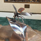 Handcrafted Stainless Steel Dragonfly Ornament on Wooden Base - Nature Inspired Decor
