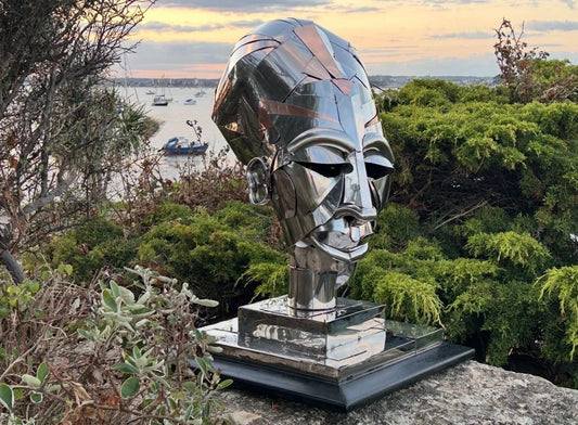 Handcrafted Stainless Steel & Copper Head Sculpture - 'Ebony'