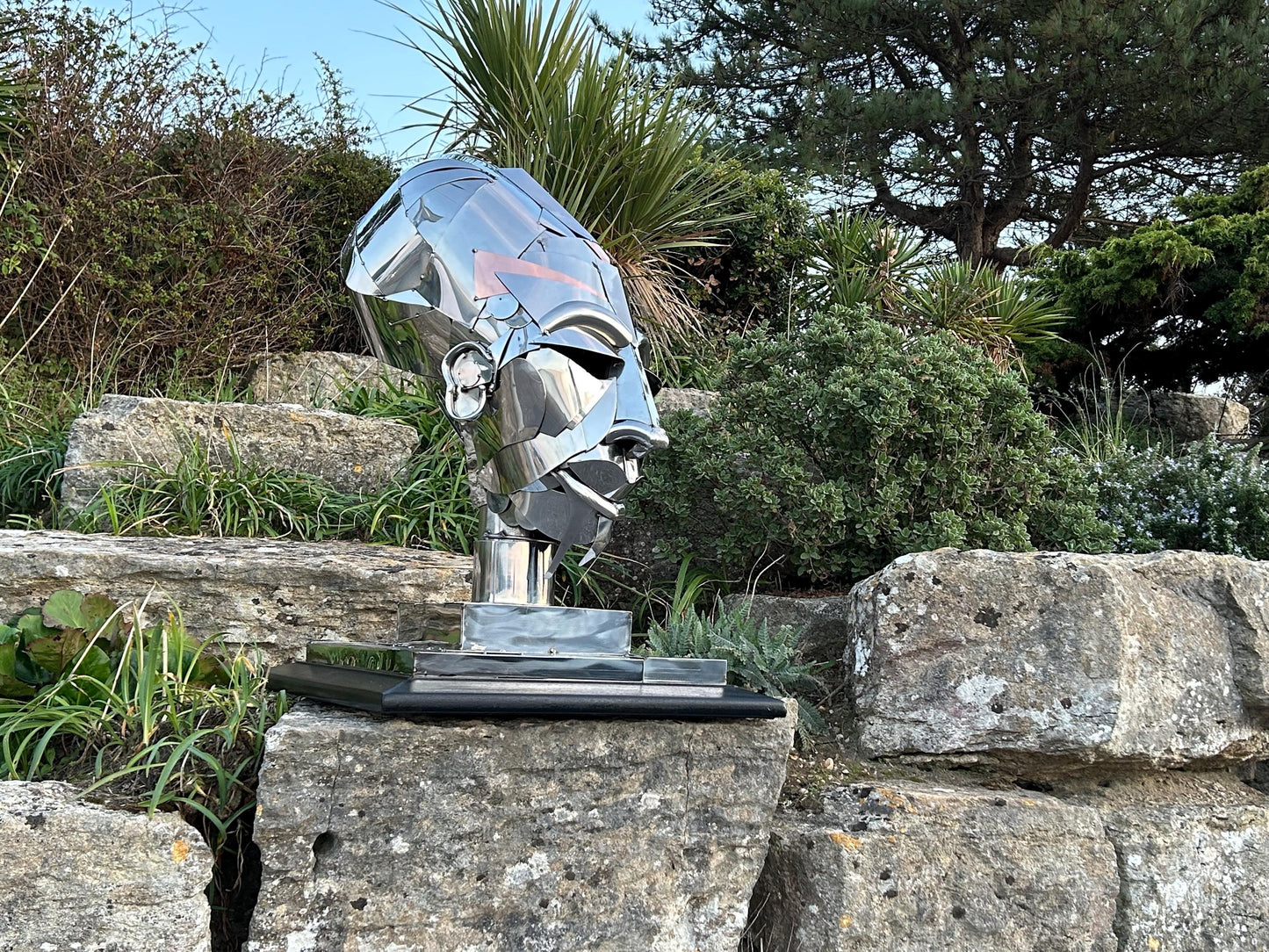 Handcrafted Stainless Steel & Copper Head Sculpture - 'Ebony'