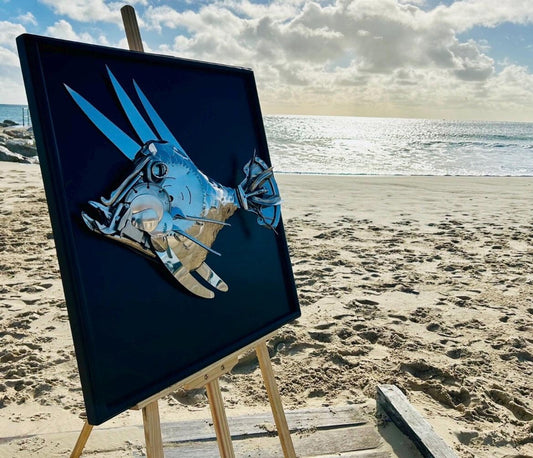 Metal Fish Wall Art - Upcycled Ocean Decor Handmade Home Decor