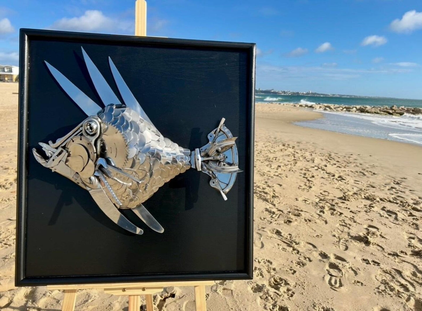 Metal Fish Wall Art - Upcycled Ocean Decor Handmade Home Decor