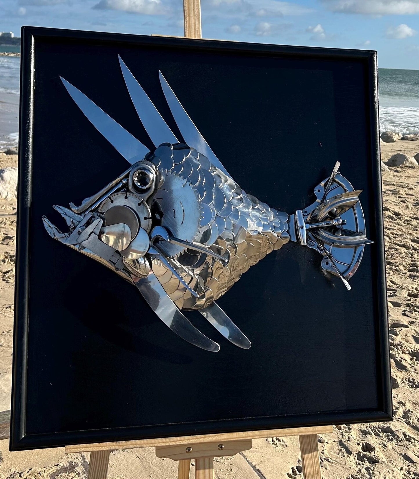 Metal Fish Wall Art - Upcycled Ocean Decor Handmade Home Decor