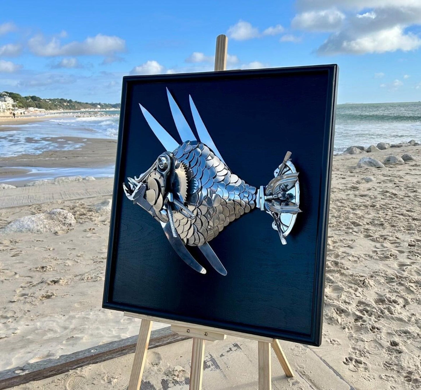 Metal Fish Wall Art - Upcycled Ocean Decor Handmade Home Decor