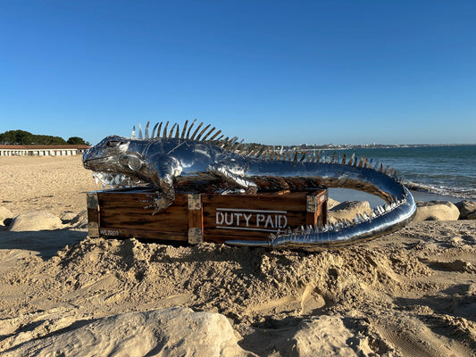 Metal Lizard Sculpture • Stainless Steel Reptile Decor • Gift for Lizard Lovers Handmade