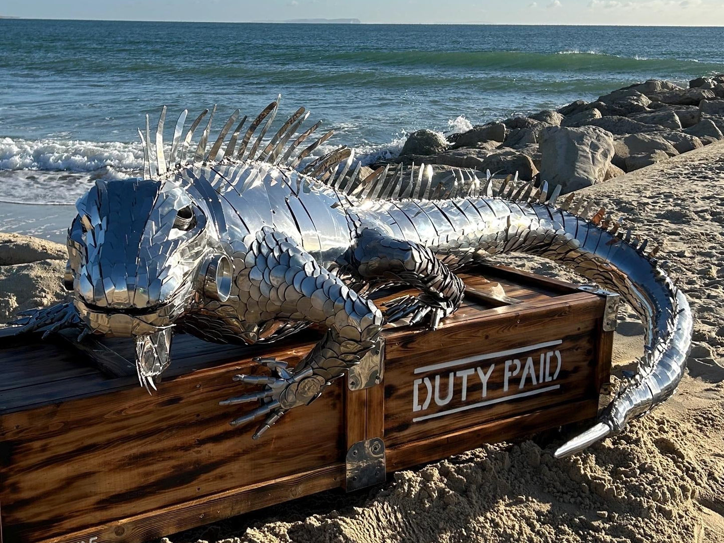 Metal Lizard Sculpture • Stainless Steel Reptile Decor • Gift for Lizard Lovers Handmade