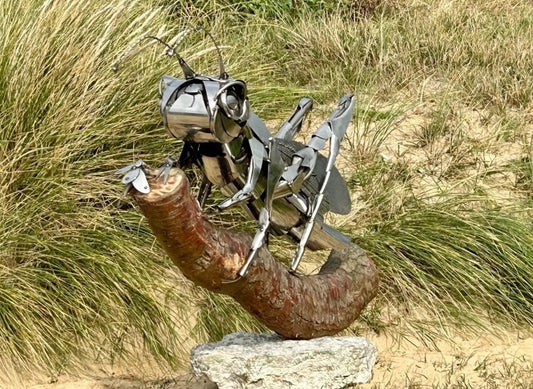 Stainless Steel Grasshopper Sculpture - Modern Garden Art