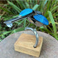 Recycled Stainless Steel Kingfisher Sculpture with Fish – Handmade Garden & Home Decor Bird Lovers