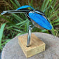 Recycled Stainless Steel Kingfisher Sculpture with Fish – Handmade Garden & Home Decor Bird Lovers
