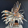 Stainless Steel and Copper Extra Large Lion Fish Sculpture With Cheeky Crab