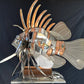 Stainless Steel and Copper Extra Large Lion Fish Sculpture With Cheeky Crab