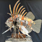 Stainless Steel and Copper Extra Large Lion Fish Sculpture With Cheeky Crab