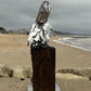 Large-Scale Handmade Stainless Steel Pelican Sculpture on Wooden Plinth