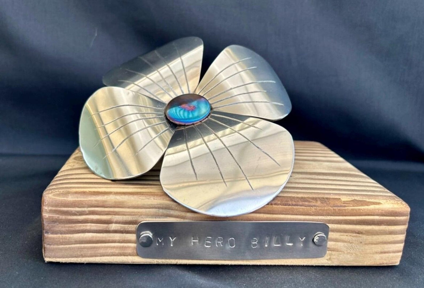 Metal Poppy Keepsake • Stainless Steel Remembrance Ornament • Memorial Tribute Art Gift