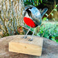 Recycled Stainless Steel Robin Redbreast Sculpture | Handmade Garden Bird Ornament | Indoor & Outdoor Metal Art Gift