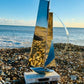 Metal Sailboat Sculpture | Handmade Stainless Steel & Driftwood Art